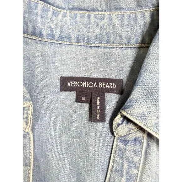 Veronica Beard NWOT Women 10 Edwina Sleeveless Midi Shirtdress Iceberg Denim - Picture 3 of 13